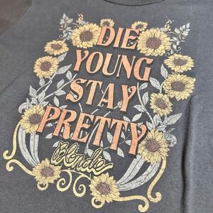 The Vinyl Icons Blondie Band T-Shirt Womens Large Black‎ Sunflower NWT